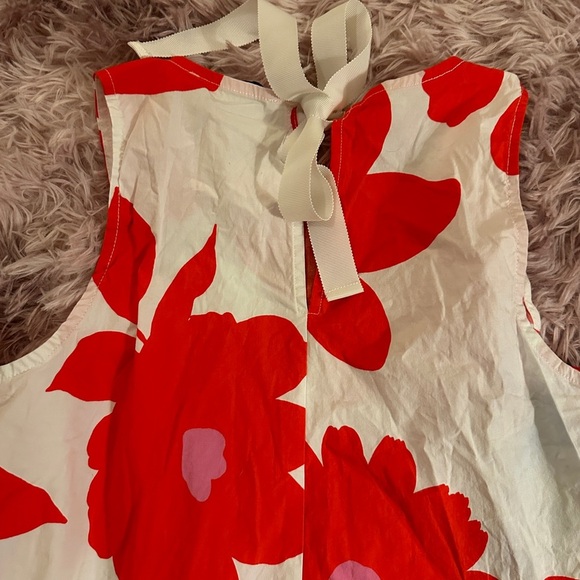 Peter Som Collective White and Red Floral Printed Dress Size 4 - Picture 7 of 11